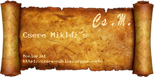 Csere Miklós névjegykártya